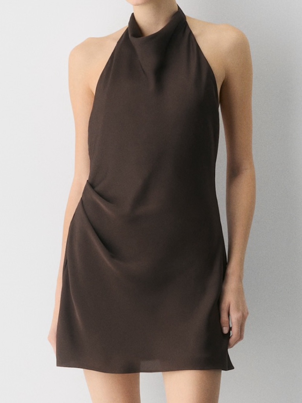 Aritzia Audience Brown Halter Mini Dress